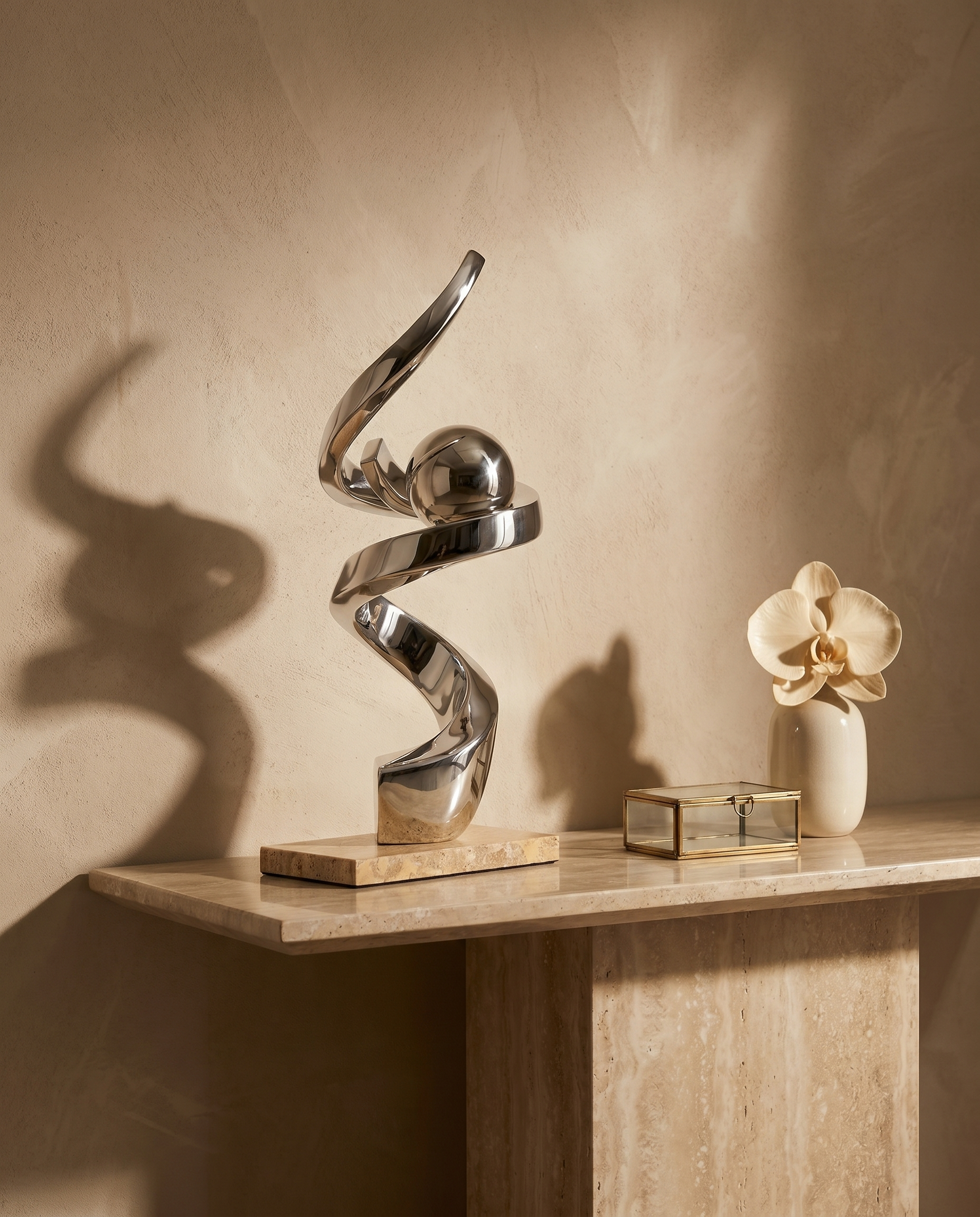 Twister Ball Desktop Resin Sculpture - Marble Base