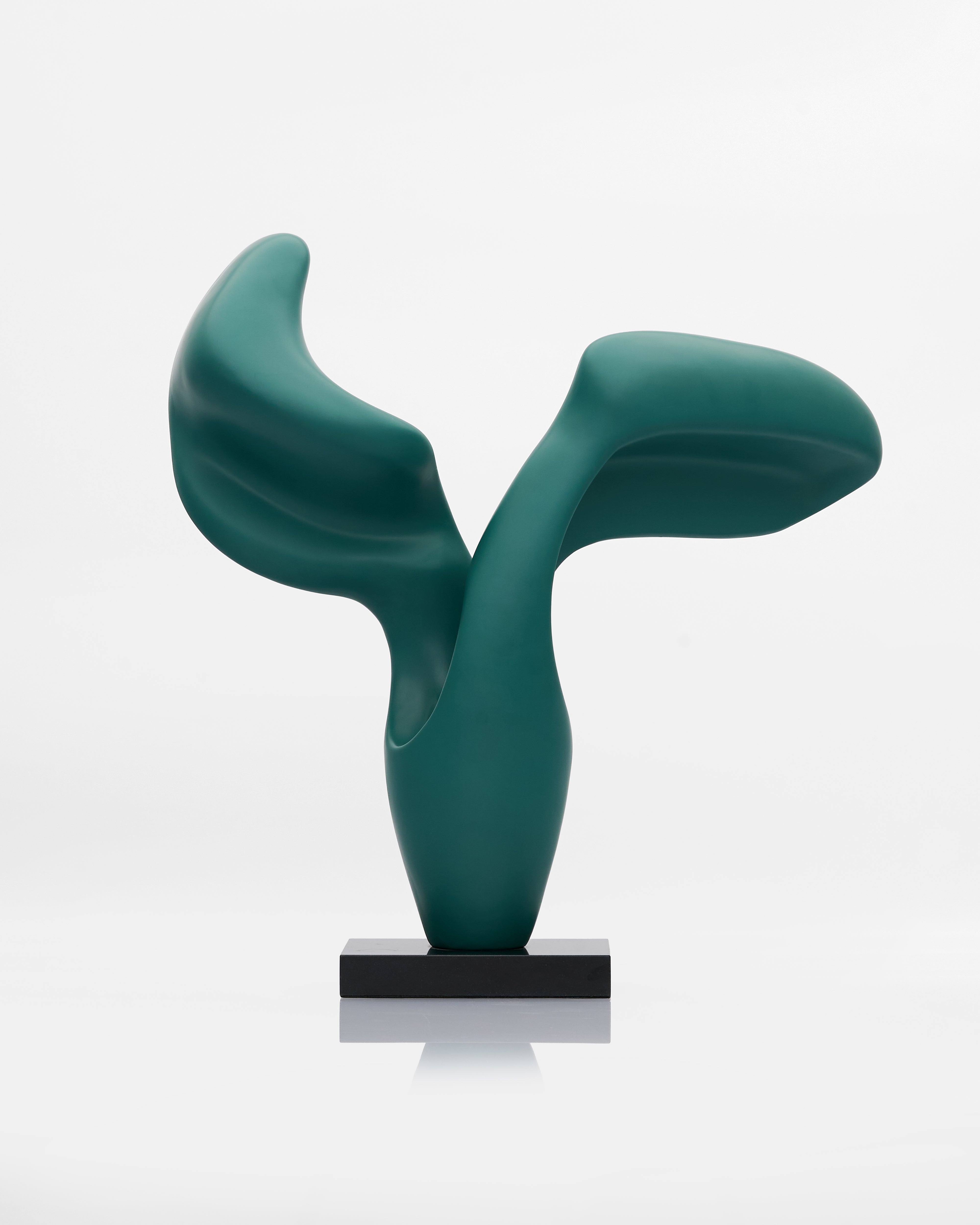 Front view of V Wave Sculpture made from fiber showcasing elegant wave form and refined craftsmanship
