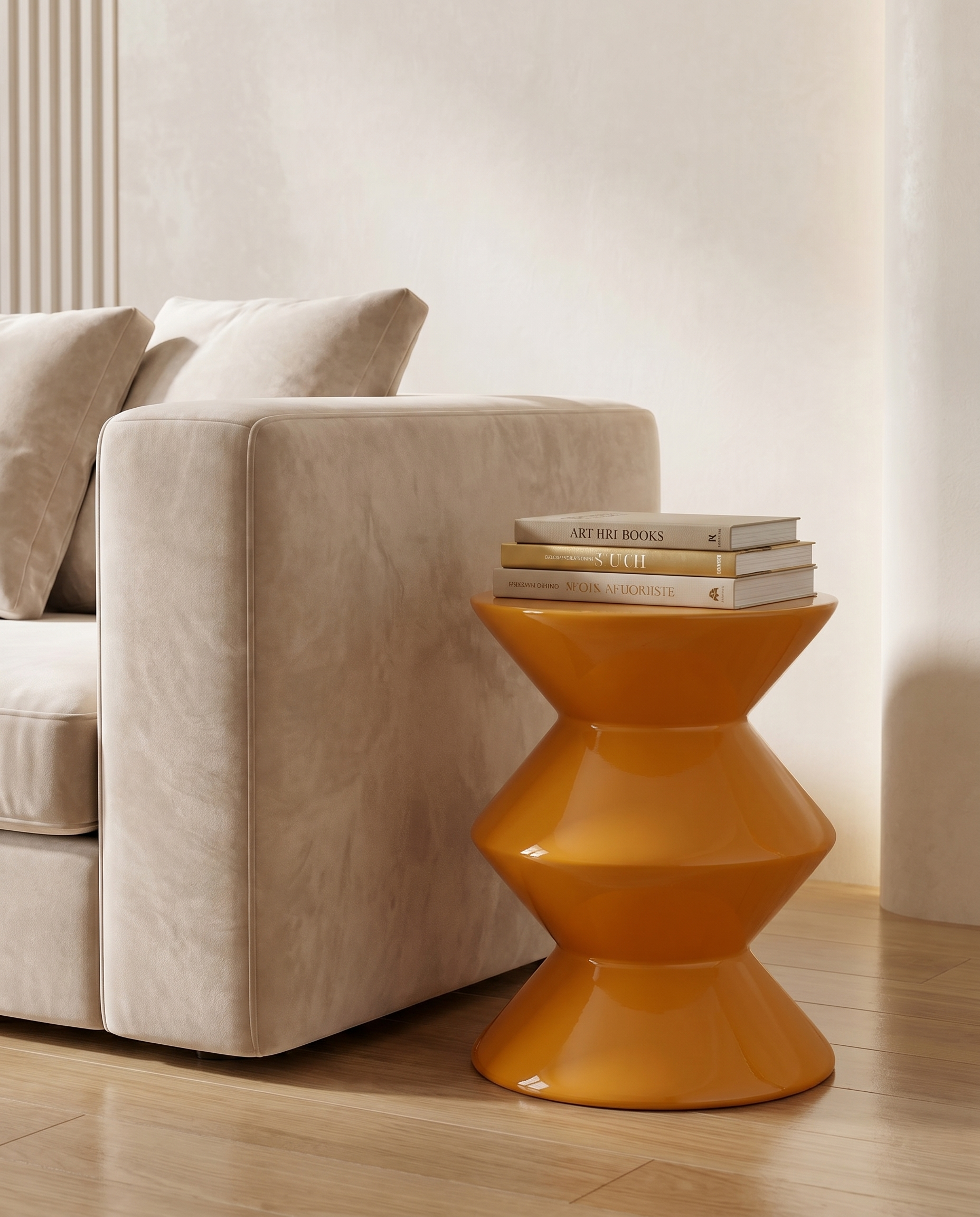 Geo Fibre Glass Side Table - Yellow