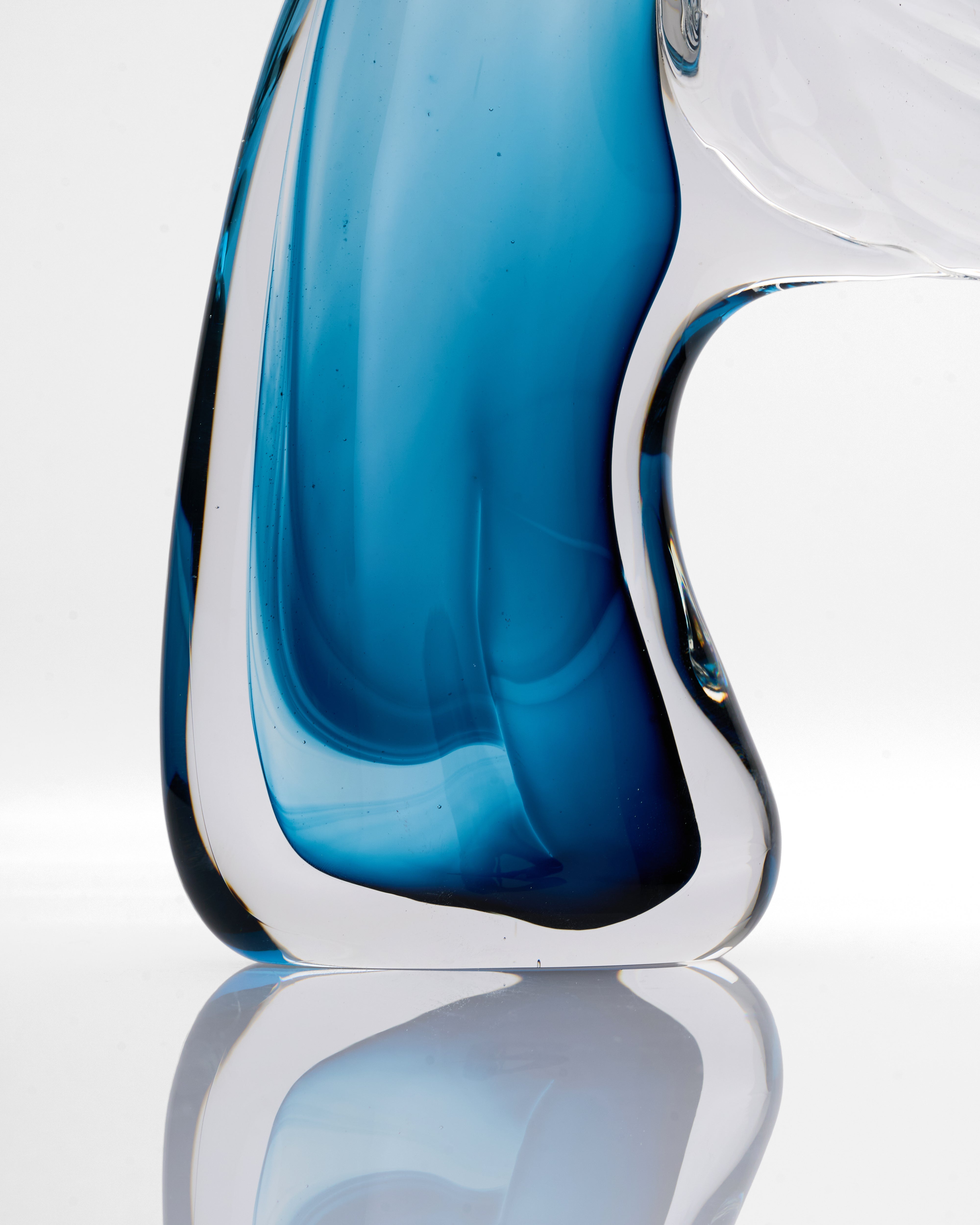 Detailed view of Zaphire blue clear horse decor highlighting refined equine features and luxurious finish
