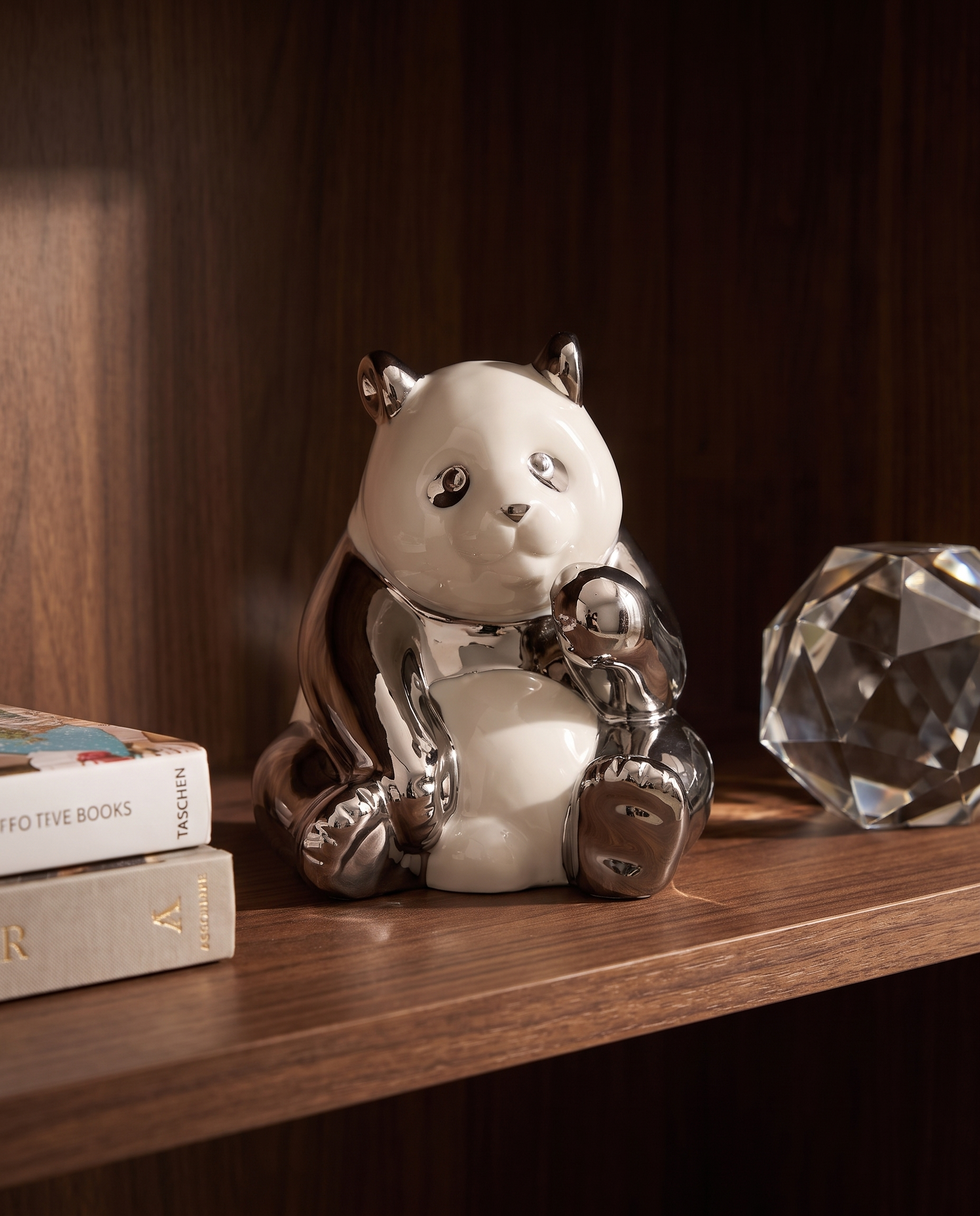 Zenora Ceramic Sitting Silver Panda Figurine
