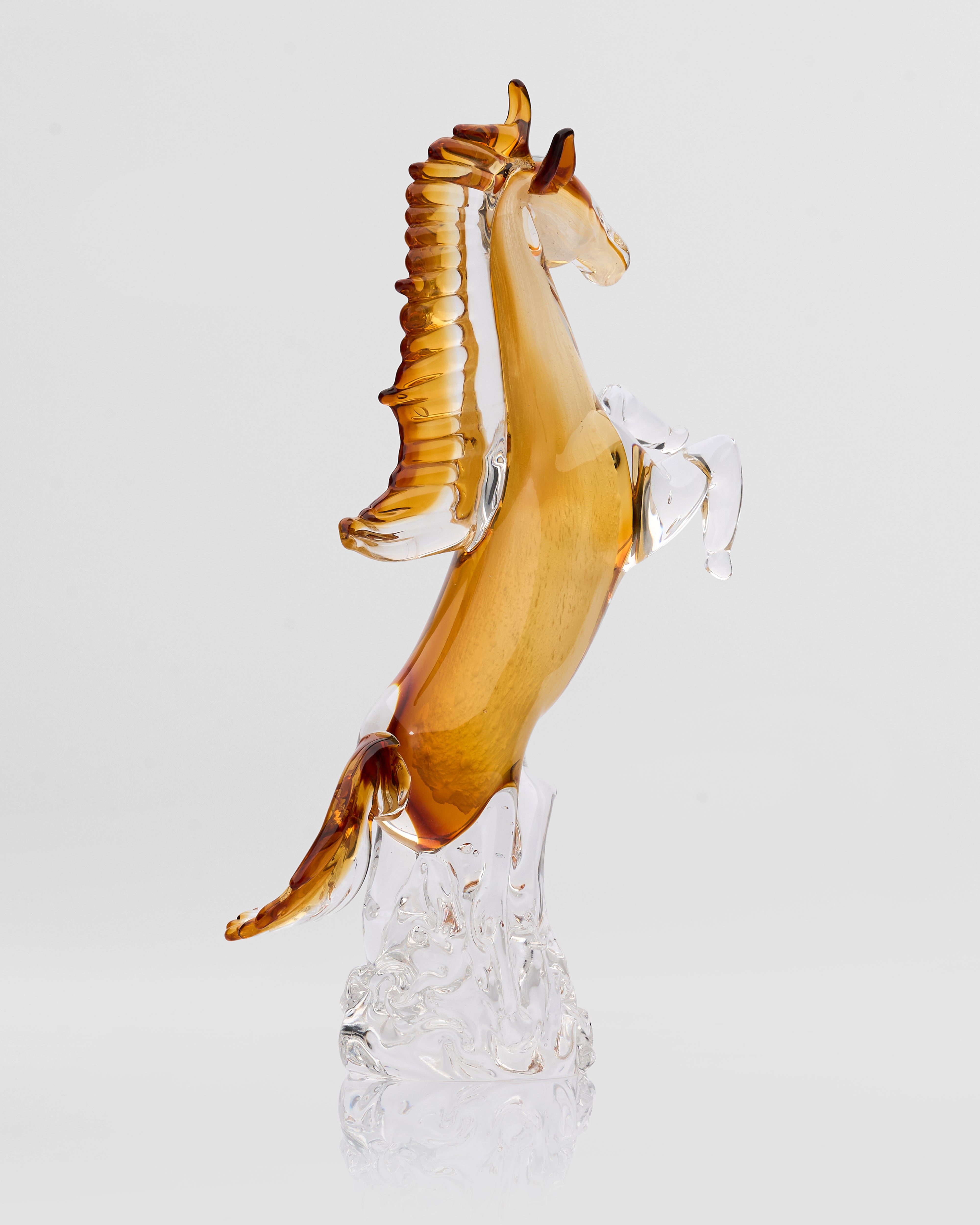 Front view of Zephra Golden Horse Decor showcasing graceful equine form and premium metallic finish
